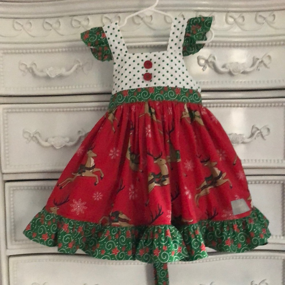 Eleanor rose reindeer dress girls 3-4 Meredith